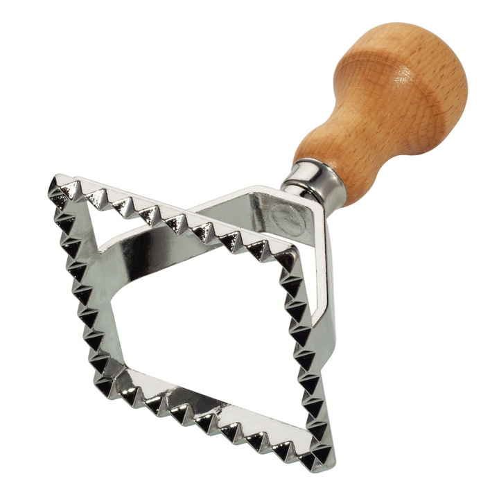 Ravioli vágó, Kamille KM-6520, rozsdamentes acél és fa, 7x7x11cm