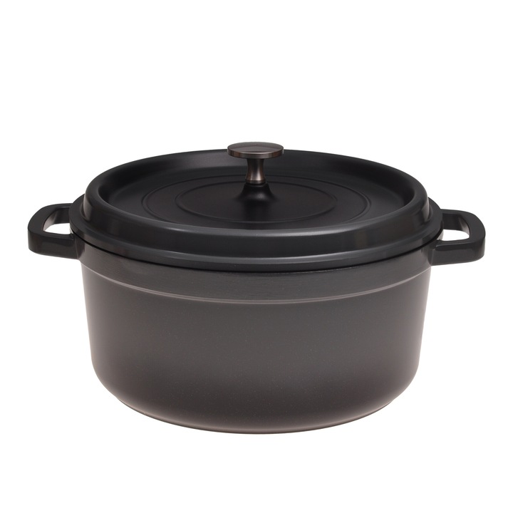 Oala traditionala, Kamille, Aluminiu, 4.5 L, 24 x 11.5 cm, Negru