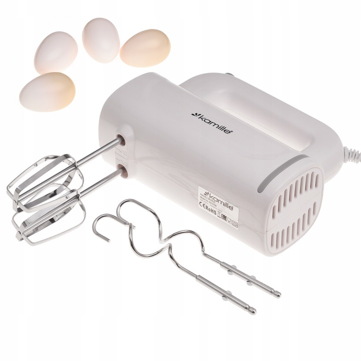 Mixer de mana electric Kamille, 5 viteze, functie Eject, inox/plastic, 150W - KM6756