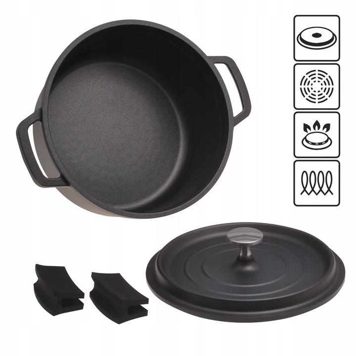 Oala traditionala Kamille KM-4451, aluminiu, antiaderenta, 2.5L, 20x9.5cm