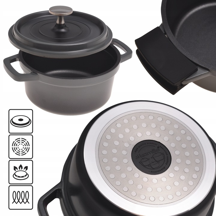 Традиционна тенджера Kamille KM-4455, алуминий, незалепващо покритие, 1.5L, 16x8cm