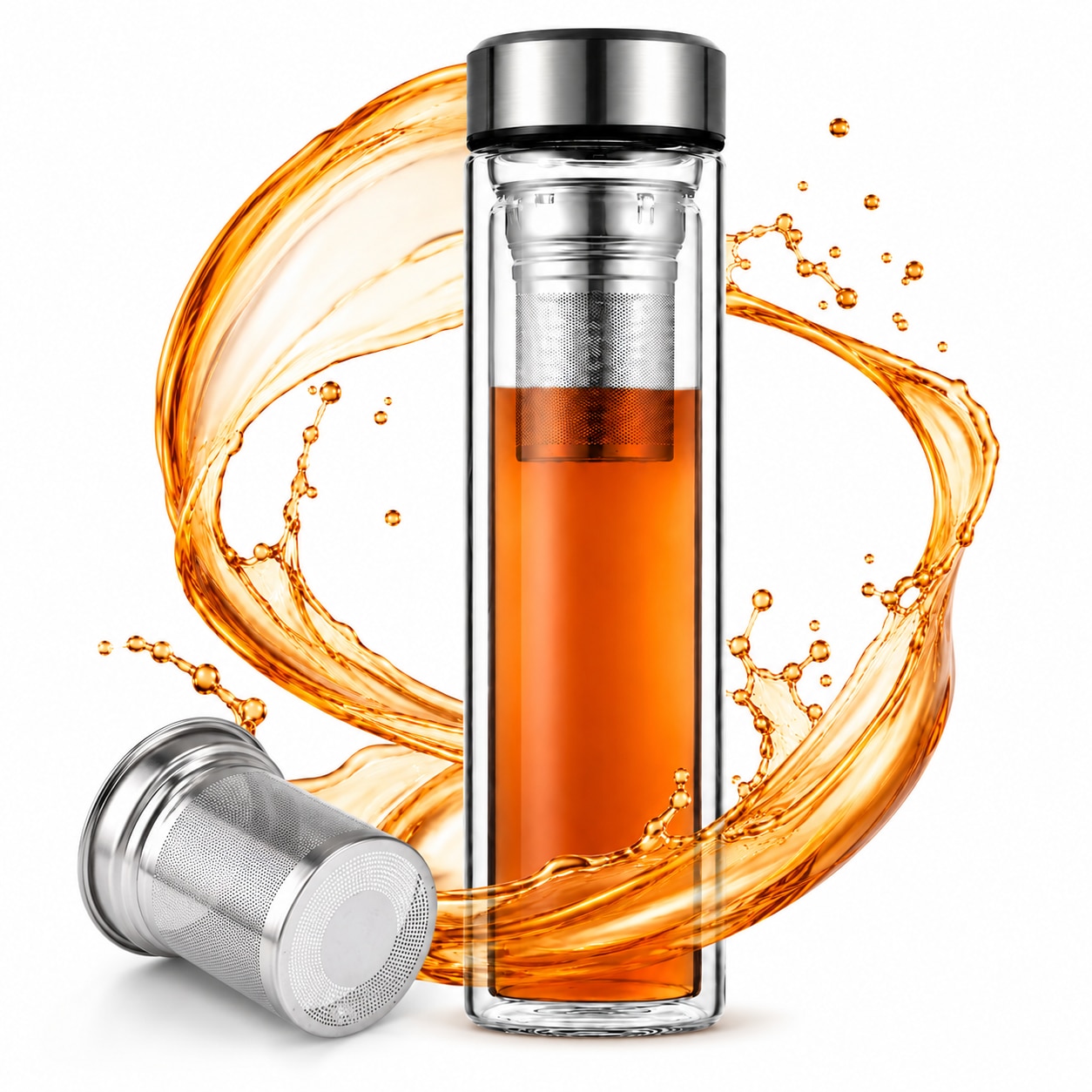 Infuzor Protostics Sticla termica cu Infuzor Kamille KM-9021, 450 ml, Perete dublu, Sticla ...