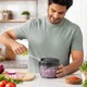 Tocator manual de Legume si Fructe, 500 ml, Feliator manual cu 3 Lame din Otel inoxidabil, Corp plastic si Acril, Actionare cu sfoara, Baza antiderapanta, Blocare capac, Kamille KM-3001