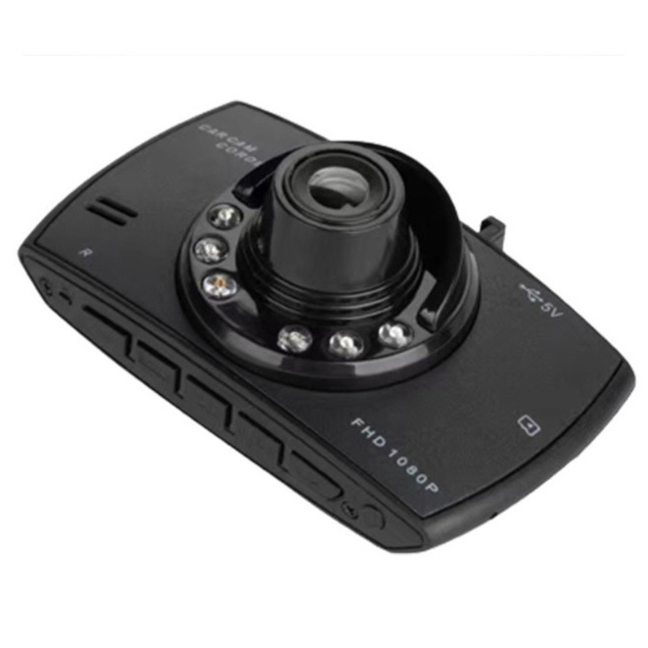DVR камера за кола, 2,4 инча екран, 6 светлини за нощно виждане, 24-часов HD видеозапис отпред и отзад, автоматично проследяване на движещи се обекти, независима видео памет за аварийно заключване, 170 широкоъгълни градуса