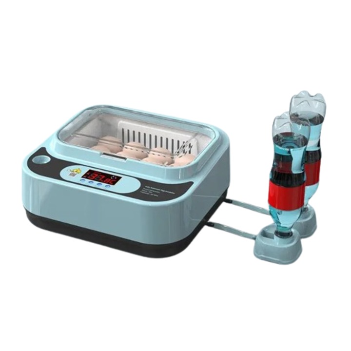 Incubator oua RESTEQ, capac transparent, rotire automata, LED, 12V/220V