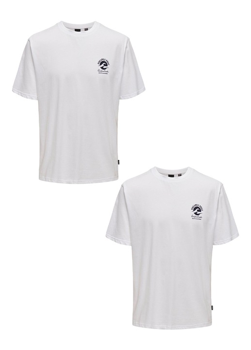 2 db-os férfi póló készlet, Only & Sons, pamut, fehér, Fehér