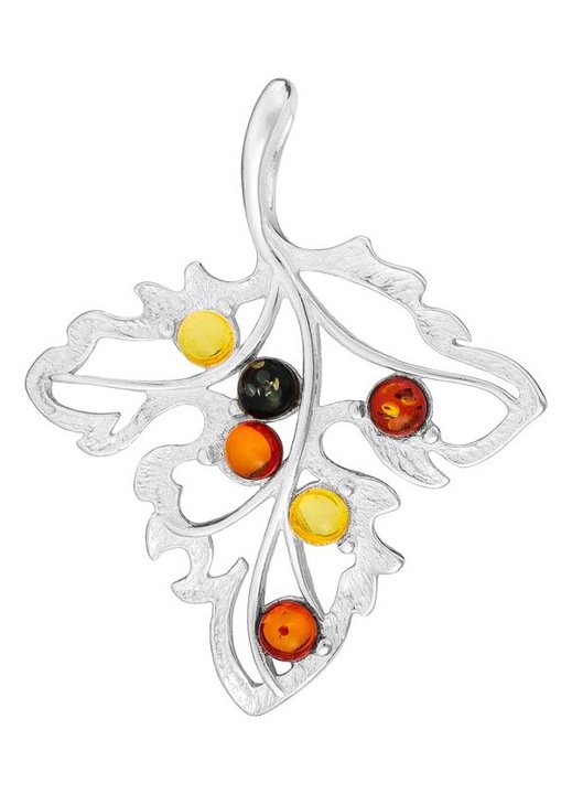 Pandantiv dama Siju, model frunza, argint, multicolor