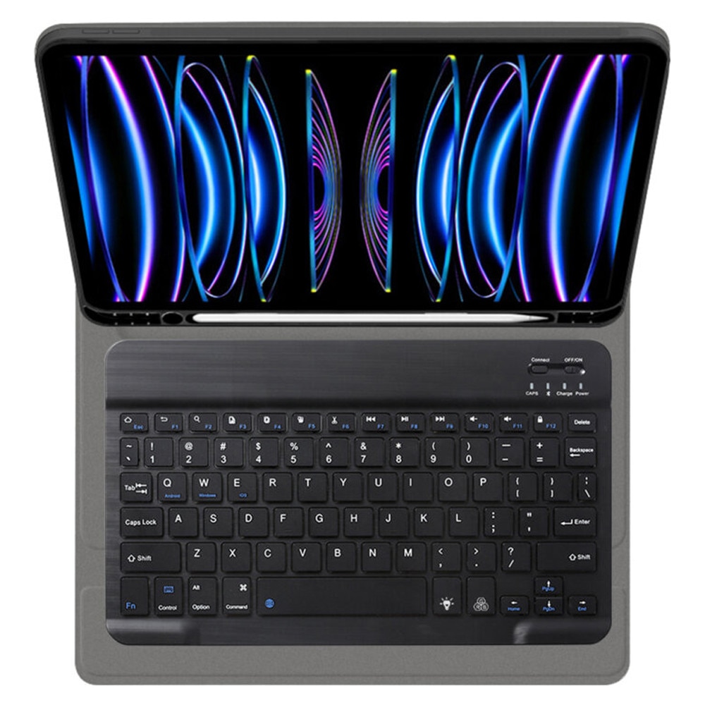 Husa NeatlyTab cu Tastatura Magnetica Wireless pentru Apple iPad Pro 11 2022, OPTIM SOLUTION, Protectie 360°, Iluminare RGB, Stand Ajustabil, Pencil Holder, Butoane Responsive si Silentioase, Piele Ecologica, Eleganta si Functionalitate, Negru