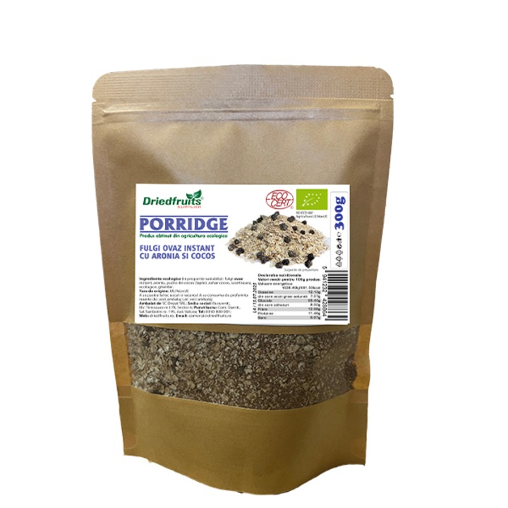 Porridge (Fulgi de ovaz instant) cu aronia si cocos BIO - 300 g