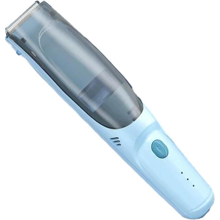 Babavágó, rendkívül csendes, 2 sebességfokozattal, hajszívó funkció, IPX7 vízálló, USB-n keresztül újratölthető, 3 fésű mellékelve, műanyag, kék