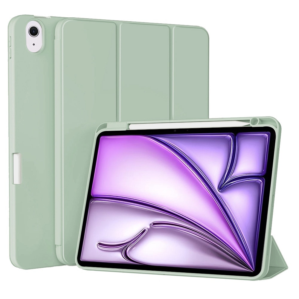 Husa pentru iPad Air 6 (2024) 11 inch Soft Shell cu functie wake-up/sleep si compartiment pentru stylus tip stand - verde deschis