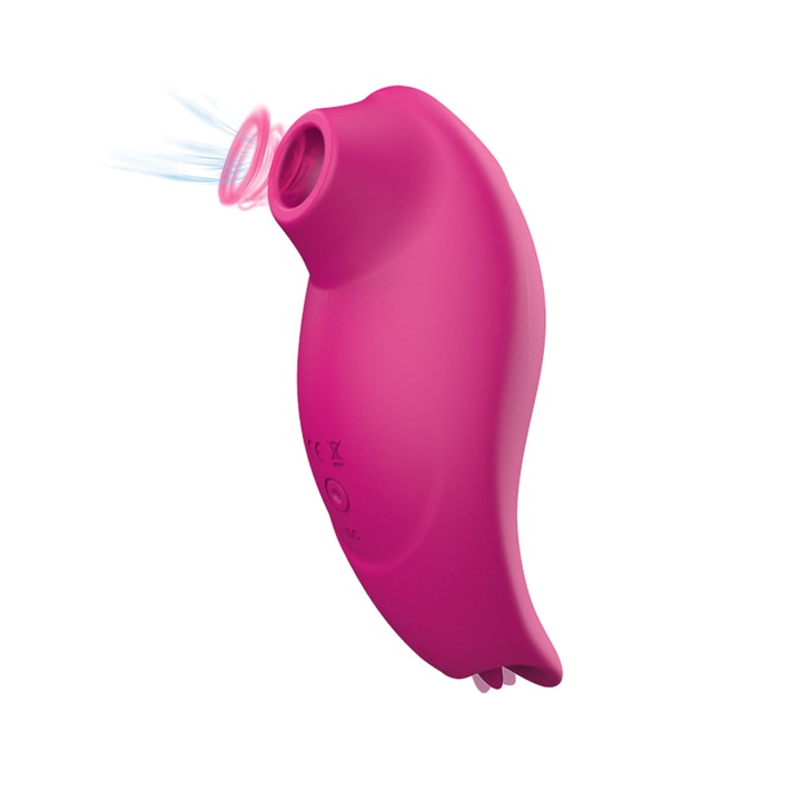 Klitorisz vibrátor készlet, 10 szívási és nyalási mód, élelmiszer minőségű szilikon, IP65 vízálló, piros, 108 mm