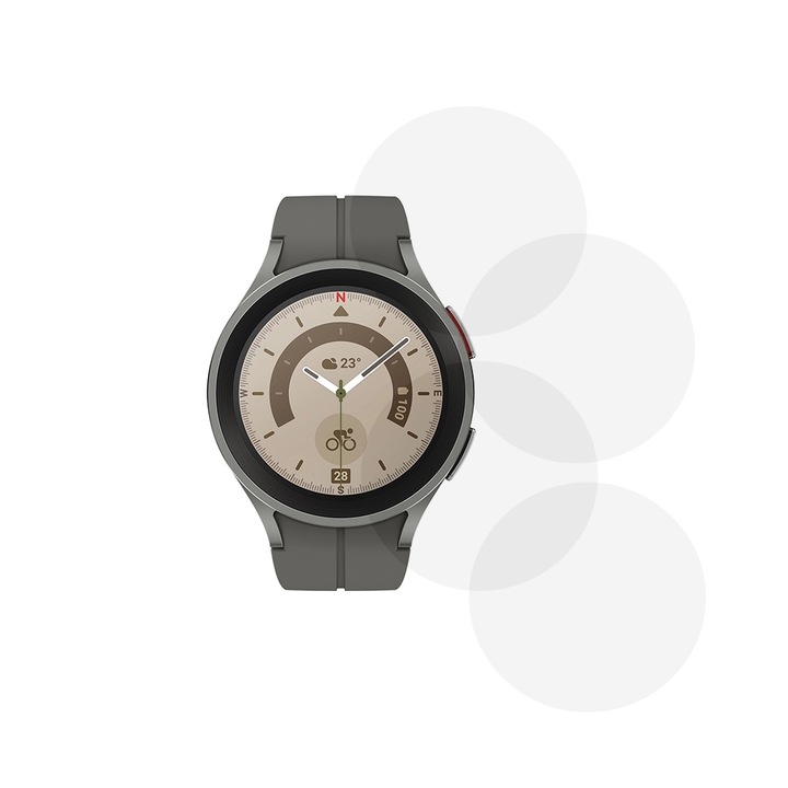 Фолио, съвместими със Samsung Galaxy Watch 5 Pro, Commando Shield Full Glue, регенерируем силиконов хидрогел, против удар и против счупване, SlimLine NanoShield, прозрачен, 4 броя