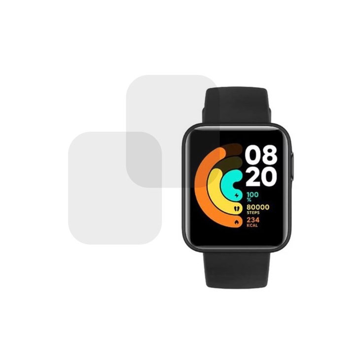 Set 2 x Folie compatibila cu Xiaomi Mi Watch Lite, InvisiFlex Full Glue, Silicon hydrogel regenerabil, Anti soc si anti spargeri, SlimLine NanoShield, Transparenta