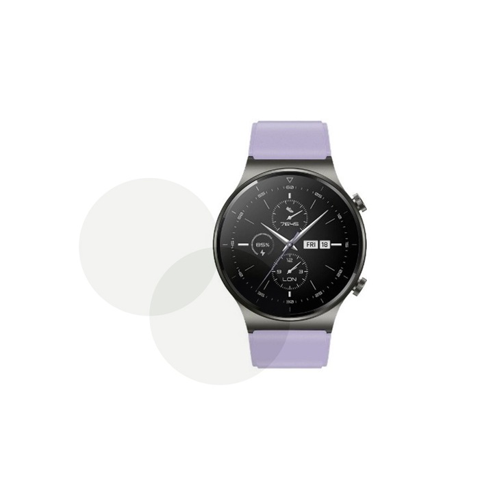 Set 2 x Folie compatibila cu Samsung Galaxy Watch 3 45 mm, InvisiFlex Full Glue, Silicon hydrogel regenerabil, Anti soc si anti spargeri, SlimLine NanoShield, Transparenta