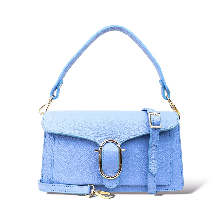 Arya női táska, természetes bőr, kék, válltáska