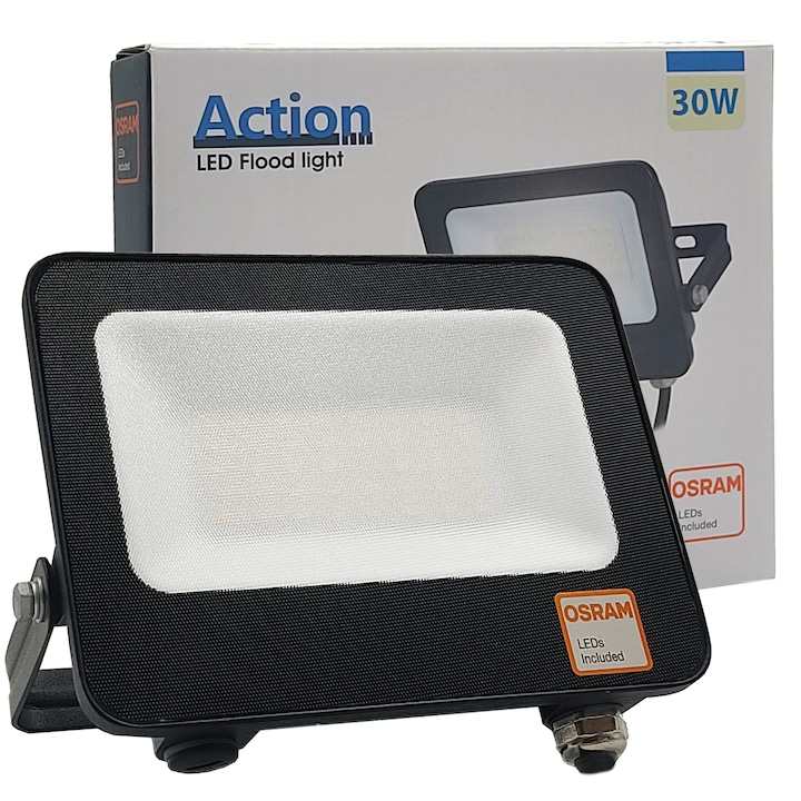 LED прожектор 30W (210W) OSRAM Exterior Black, 3300Lm, ACTION, IP65 Водоустойчив, Алуминий и стъкло с висока якост, студено бяло 5700K