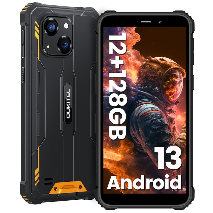 Мобилен телефон OUKITEL WP32, Dual SIM, 12GB RAM+ 128GB ROM (1TB разширяем), 4G, водоустойчив, здрав и устойчив на падане, оранжев