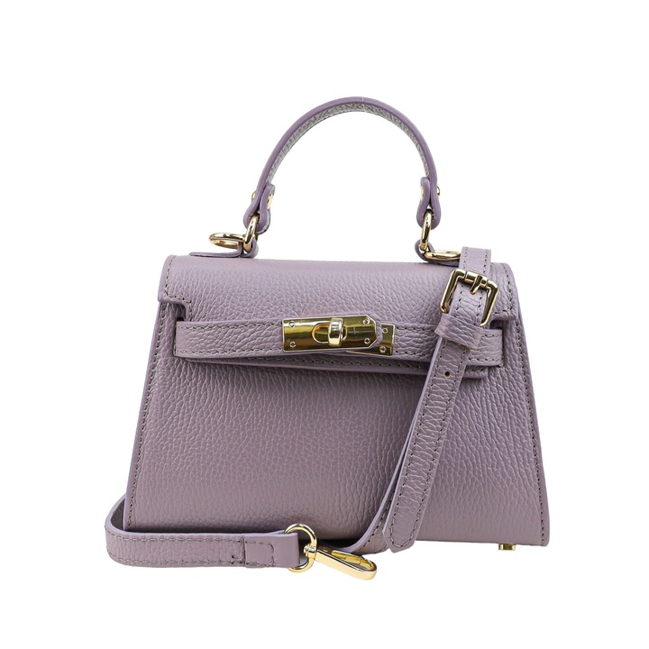 Geanta de dama Moranti, piele naturala, lila, stil casual
