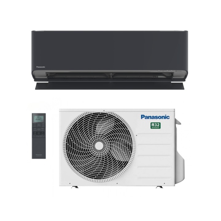 2, 5 kW Etherea inverteres oldalfali split klíma szett távirányítóval, Grafit szürke, R32, Panasonic, 3 db-os