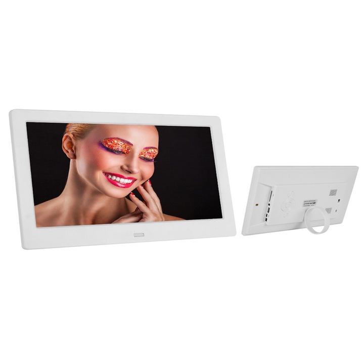 LED цифрова фоторамка 7 инча, резолюция 1024x600, капацитет за съхранение 16GB, MicroSD слот, бяла, 700g