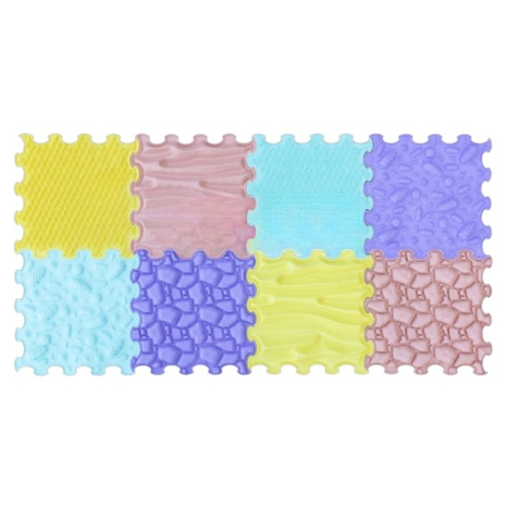 Сензорна постелка, комплект от 8 части с различни текстури, Sensory&Calm Pastel Set
