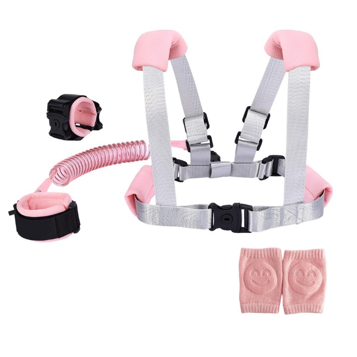 Marsupiu ergonomic, Bratara de siguranta, MzcrJosv®, premergator, Genunchiere, asistare mers, Unisex, albastru