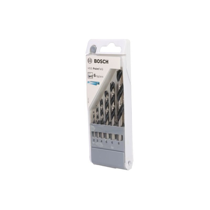 Set 6 bucati burghiu pentru metal, coada cilindrica BOSCH, HSS PointTeq, 2-8mm x 24-75 mm