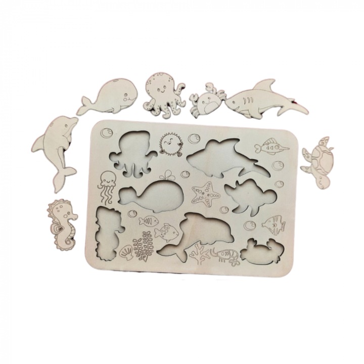 Set creativ animale marine 8 piese, 19.2X27.8cm