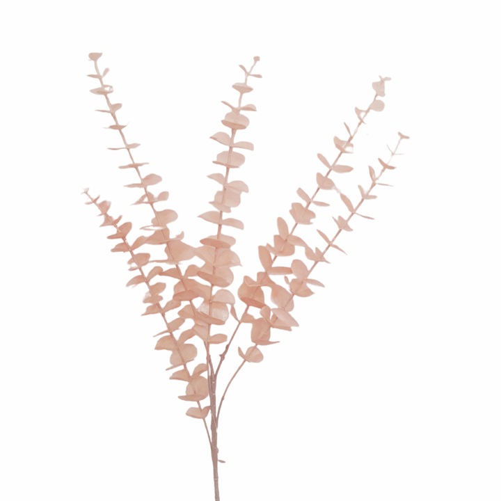 Frunze artificiale tip eucalipt roz pal sidefat, PVC, 85 cm