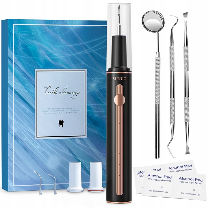 Dispozitiv pentru curatarea dintilor, BENETECH, 3 moduri intensitate, LED, negru, 1200mAh, IP67, set accesorii