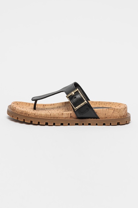 Michael Kors, Papuci flip-flop din piele Easton, Negru, 38