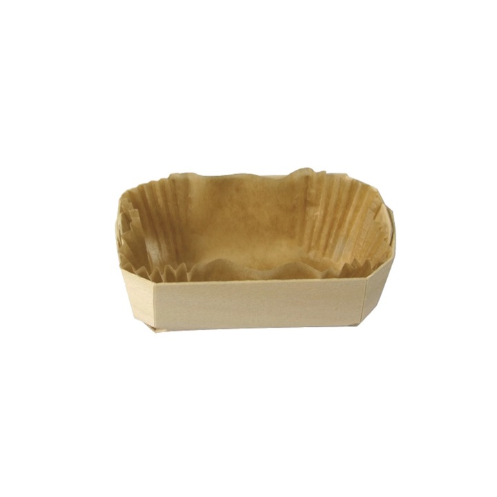 100 db-os Téglalap alakú sütőforma készlet, fa + papír, 25x11,5x7,5 cm, 500 g