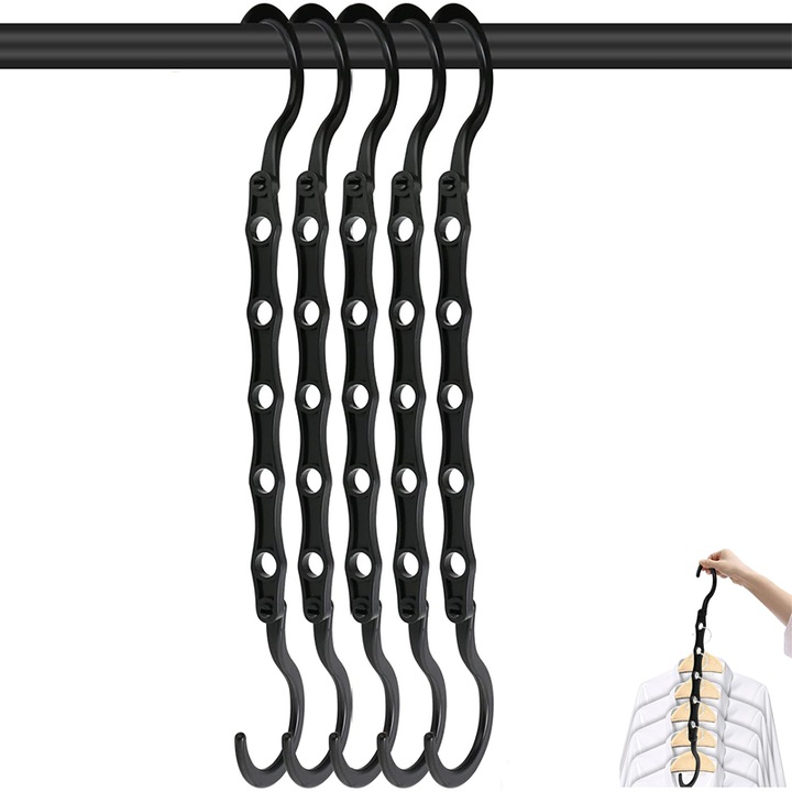 Set 5 Umerase Economisire Spatiu COMEWE, Plastic Rezistent, Rotative, Negru