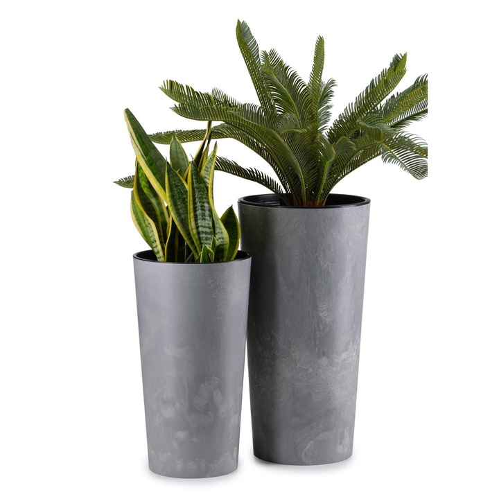 Set 2 Ghivece, Howhomely, Estetica, Calitate Inalta A Manoperei, Usor De Curatat, Inaltime 57 cm, Diametru 30 cm, Gri