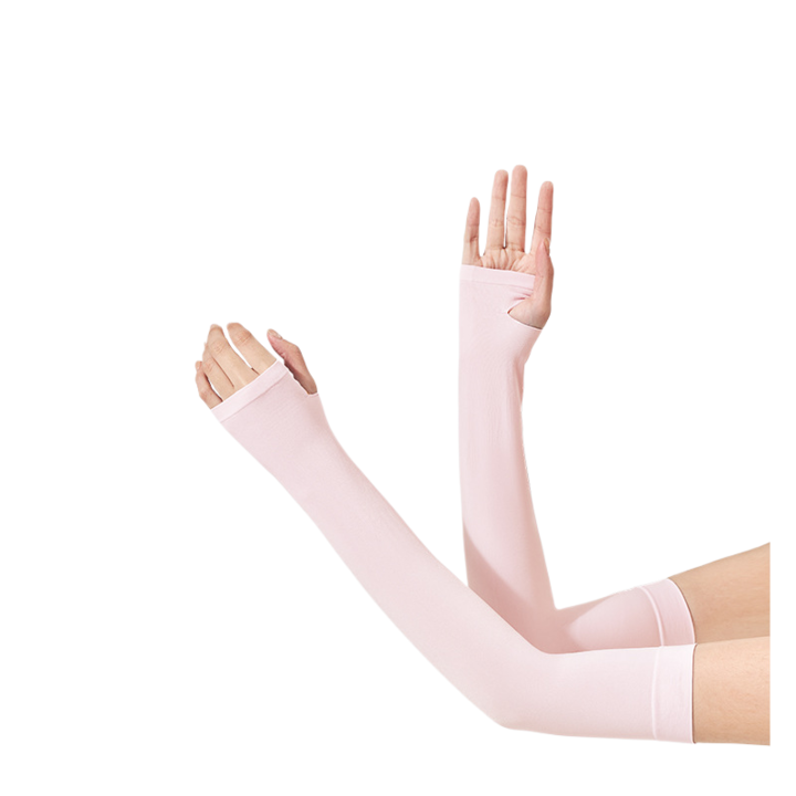 Set 2 maneci protectie, Fashion, Nylon/Elastan, Unisex, Roz, Marime unica