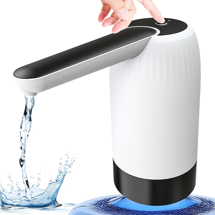 COMEWE vízpumpa 5 gallonos ballonhoz, USB újratölthető, hordozható, fehér