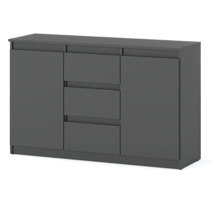 Comoda moderna cu 3 sertare si 2 usi Agnes, 120x75x35cm, Gri Mat
