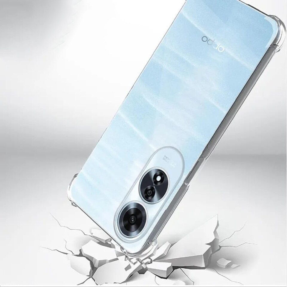 Husa pentru Oppo A60 4G, SKYDDAR INNOVATION, Shockproof Clear din Silicon Slim, Transparenta, set cu sticker