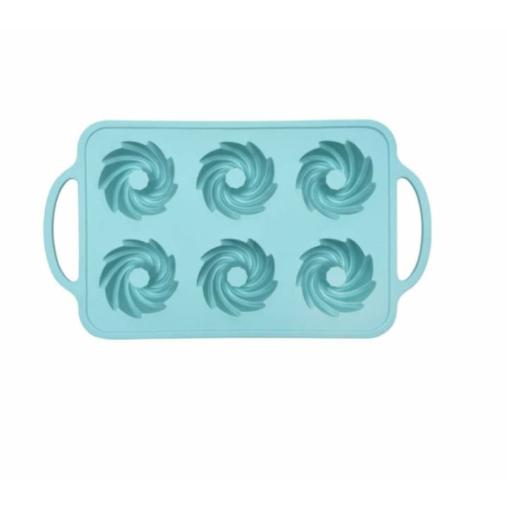 Forma silicon pentru copt briose si prajituri, 6 matrite, manere intarite, 32.2 x 18 x 3.4 cm, Gri