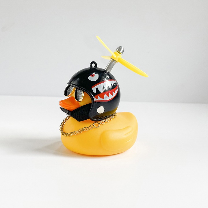 Decoratiune auto COMEWE, Rata de cauciuc cu elice si lant auriu, galben