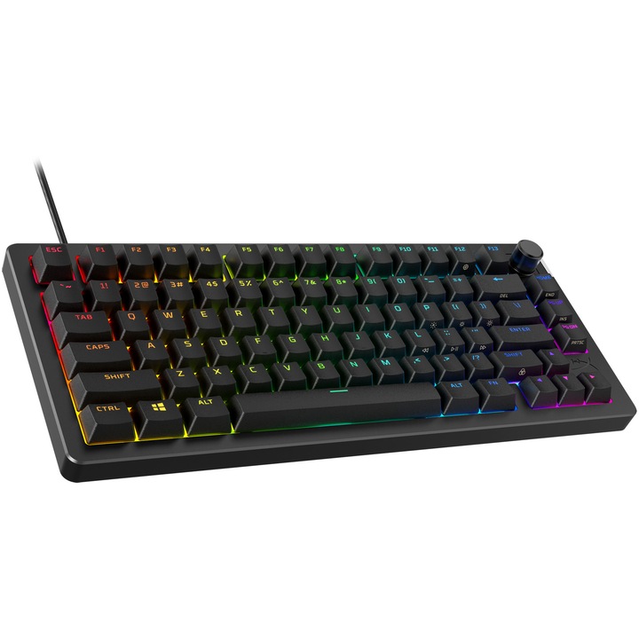 Клавиатура Gaming HyperX Alloy Rise 75, Механична, Switch HX - Linear, Soft NGENUITY, Подвижен USB-C кабел, Клавиши PBT double-shot, layout US, Черен
