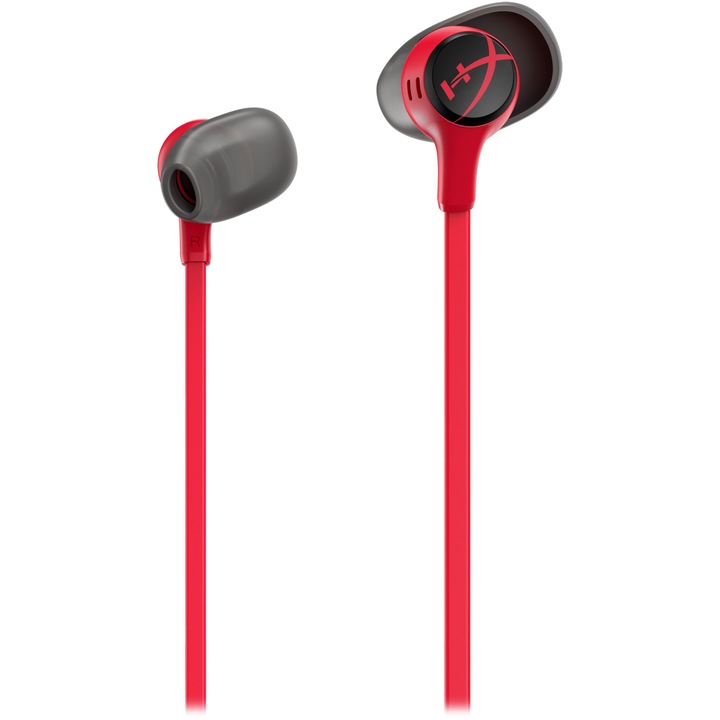 Слушалки Gaming HyperX Cloud Earbuds II, Жак 3.5 мм на 90 градуса, Драйвери 14 мм, 4 комплекта различни тапи за уши, Микрофон на кабела, Транспортен калъф, Идеални за Nintendo Switch, Червен