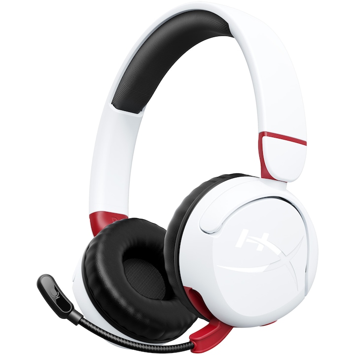 Безжични слушалки Gaming HyperX Cloud Mini, PC/Nintendo Switch/PS/Xbox контролери/таблети, Силата на звука е ограничена до 85dB, Bluetooth/Jack 3.5 мм, Автономност до 25 часа, Бял