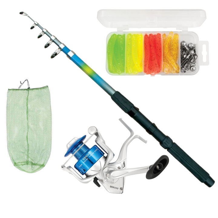 Set pescuit Lanseta Mulineta Momeli si Juvelnic rapitor spinning