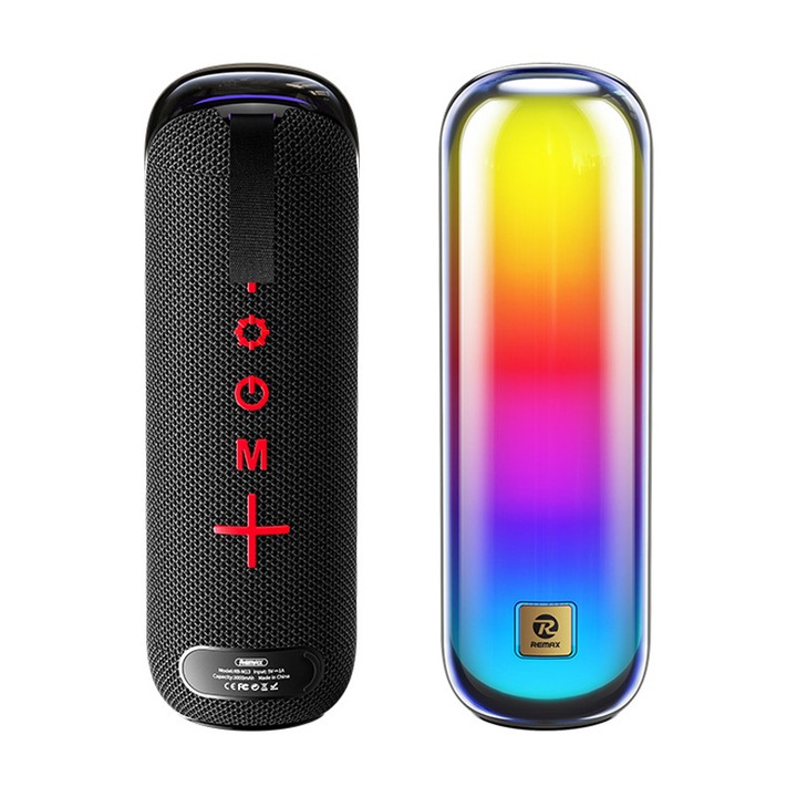 Hordozható hangszóró, HIFI hang, 4 órás lejátszás, dinamikus többszínű képernyő, fekete, YZR_EC_0054