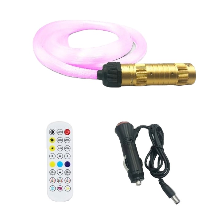 Kit fibra optica plafon instelat RGBW, smart, 160 fire 2 metri 0.75mm, Bluetooth, cu aplicatie smartphone si telecomanda, 16 milioane de culori, functie temporizare, mod muzical