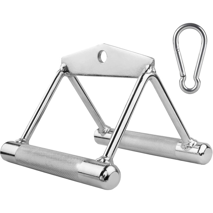 Maner paralel pentru tractiuni, accesoriu pentru fitness, metal, argintiu, 18x13x12cm