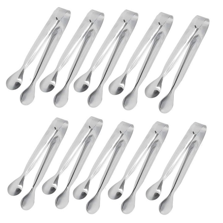 Set 10 clesti pentru zahar, inox, argintiu