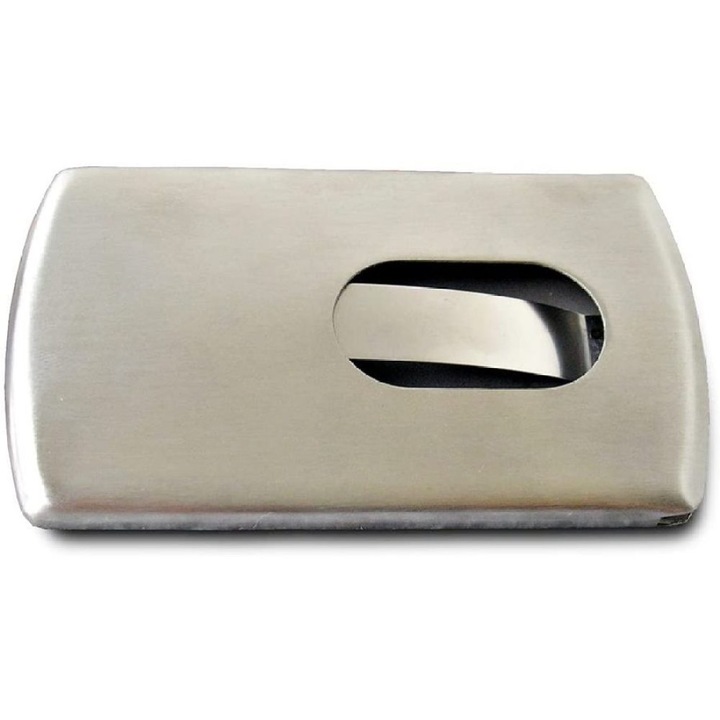 Suport carduri business din otel inoxidabil, capacitate 15-20 carduri, argintiu, 10.5x6.0x0.4cm